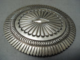 Extreme Detail Vintage Native American Navajo Henry Morgan Sterling Silver Buckle-Nativo Arts