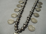 Authentic Vintage Native American Navajo Dime Sterling Silver Native Squash Blossom Necklace-Nativo Arts