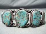 One Of The Best Heavy Coil Vintage Native American Navajo Turquoise Sterling Silver Bracelet-Nativo Arts