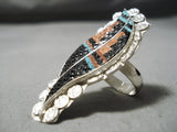 Fabulous Vintage Zuni Turquoise Sterling Silver Ring Old Native American-Nativo Arts