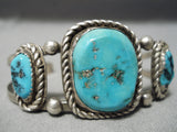 Amazing Vintage Native American Navajo Sleeping Turquoise Sterling Silver Bracelet Old-Nativo Arts
