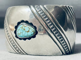 Oblique Work Vintage Native American Navajo #8 Turquoise Sterling Silver Bracelet Old-Nativo Arts