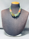 Native American Opulent Vintage Santo Domingo Green Turquoise Heishi Sterling Silver Necklace-Nativo Arts