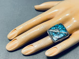 One Of The Best Vintage Native American Navajo Spiderweb Turquoise Sterling Silver Ring-Nativo Arts