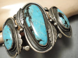 One Best Vintage Native American Navajo Blue Diamond Turquoise Sterling Silver Bracelet-Nativo Arts