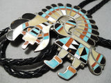 Museum Vintage Native American Zuni Turquoise Sterling Silver Turquoise Bolo Tie Inlay-Nativo Arts