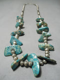 One Of The Best Vintage Native American Navajo Turquoise Tab Sterling Silver Necklace Old-Nativo Arts