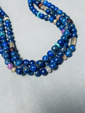 Authentic Singer Native American Navajo Lapis Turquoise Sterling Silver Necklace-Nativo Arts