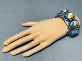 Unique Stone Native American Sterling Silver Heavy Bracelet-Nativo Arts