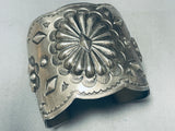 Powerful Hand Tooled Massive Vintage Native American Navajo Concho Sterling Silver Bracelet-Nativo Arts