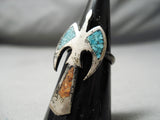 Eye-catching Vintage Native American Navajo Turquoise Sterling Silver Ring Old-Nativo Arts