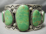 Monumental Vintage Native American Navajo Orvil Jack Turquoise Sterling Silver Bracelet Old-Nativo Arts