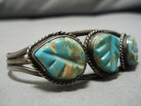 Rare Vintage Navajo #8 Turquoise Sterling Silver Native American Bracelet-Nativo Arts