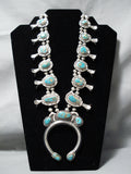 Museum Vintage Native American Navajo Royston Turquoise Sterling Silver Squash Blossom Necklace-Nativo Arts