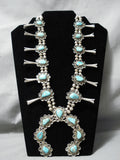 Opulent Vintage Native American Navajo Turquoise Sterling Silver Squash Blossom Necklace-Nativo Arts
