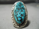 Marvelous Vintage Native American Navajo Sleeping Beauty Turquoise Sterling Silver Ring-Nativo Arts