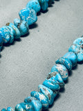 Native American 426 Grams Chunky Turquoise Nugget Signed Sterling Silver Necklace-Nativo Arts