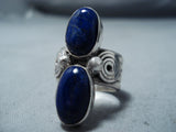 Exquisite Navajo Lapis Sterling Silver Ring Native American-Nativo Arts