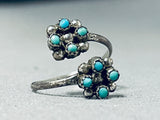 Flower Twist Vintage Native American Zuni Snake Eyes Turquoise Sterling Silver Ring-Nativo Arts