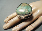 Biggest Best Crazy Vintage Native American Navajo Green Turquoise Sterling Silver Ring-Nativo Arts