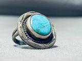 Rare Mine Turquoise Vintage Native American Navajo Sterling Silver Ring Old-Nativo Arts