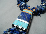 Native American Spectacular Santo Domingo Lapis Sterling Silver Necklace Old-Nativo Arts
