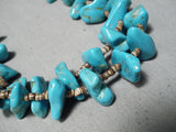 Striking Vintage Native American Navajo Blue Gem Turquoise Heishi Necklace Old-Nativo Arts