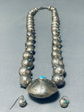 Museum 161 Gram Vintage Native American Navajo Turquoise Tubule Sterling Silver Necklace-Nativo Arts