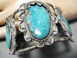 Opulent Vintage Native American Navajo Bisbee Turquoise Sterling Silver Bracelet Old-Nativo Arts