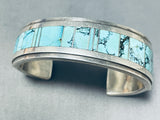 Stunning Vintage Native American Navajo Blue Diamond Turquoise Sterling Silver Bracelet Signed-Nativo Arts