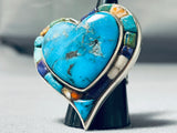 Freddy Platero Wow Huge Vintage Native American Navajo Heart Turquoise Sterling Silver Ring-Nativo Arts