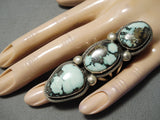 One Of The Biggest Craziest Native American Navajo Tortoise Turquoise Sterling Silver Ring-Nativo Arts
