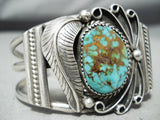 Swirling Silver Work Vintage Native American Navajo Royston Turquoise Sterling Bracelet-Nativo Arts
