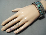 One Of The Most Intrciate Vintage Native American Navajo Opal Turquoise Sterling Silver Bracelet-Nativo Arts