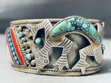 One Of Most Intricate Vintage Southwestern Turquoise Sterling Silver Bracelet-Nativo Arts
