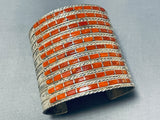One Of The Tallest Coral Sterling Silver Native American Zuni Bracelet Ever-Nativo Arts