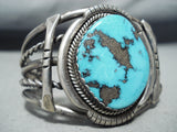 Very Important Godber Turquoise Vintage Native American Navajo Sterling Silver Bracelet-Nativo Arts
