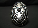 Remarkable Native American L Kay Sterling Silver Concho Ring Old-Nativo Arts