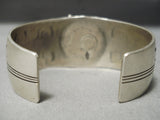 Opulent Vintage Native American Navajo Geomtric Rug Sterling Silver Turquoise Bracelet Old-Nativo Arts
