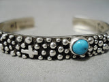 Native American Important Santo Domingo Vintage Sterling Silver Turquoise Bracelet-Nativo Arts