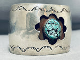 Flower Turquoise Vintage Native American Navajo Sterling Silver Bracelet Cuff Old-Nativo Arts