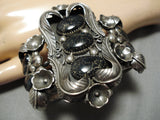 Rare Vintage Native American Navajo Lander Blue Turquoise Sterling Silver Bracelet-Nativo Arts