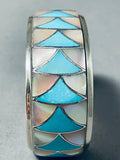 Gorgeous Vintage Native American Zuni Blue Gem Turquoise Sterling Silver Bracelet Signed-Nativo Arts