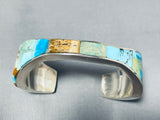 One Of The Most Unique Ever Native American Navajo Turquoise Inlay Sterling Silver Bracelet-Nativo Arts