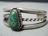 Sweet Vintage Native American Navajo Cerrillos Turquoise Sterling Silver Children's Bracelet Old-Nativo Arts