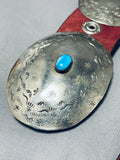 Spectacular Vintage Native American Navajo Blue Gem Turquoise Sterling Silver Concho Belt-Nativo Arts