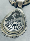 Rare Longer Signed Vintage Native American Navajo Sterling Silver Torpedo Necklace-Nativo Arts