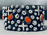 4 Directions Native American Navajo Chunky Coral Sterling Silver Coral Bracelet-Nativo Arts