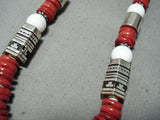 Rare Chunky Coral Singer Native American Navajo Sterling Silver Necklace-Nativo Arts