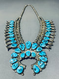 Henry Roanrose Vintage Native American Navajo Turquoise Sterling Silver Squash Blossom Necklace-Nativo Arts